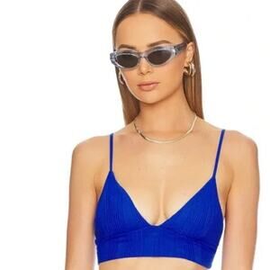 L*Space Pointelle Rib Winnie Bikini Top in Royal Blue XL NWT‎